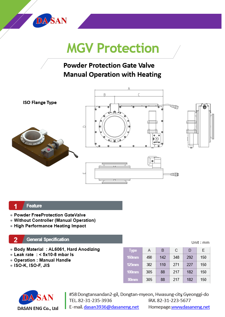 Powder Protection Gate Valve Manual Operation with Heating